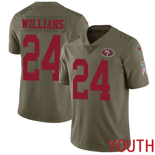 San Francisco 49ers Limited Olive Youth K Waun Williams NFL Jersey #24 2017 Salute to Service